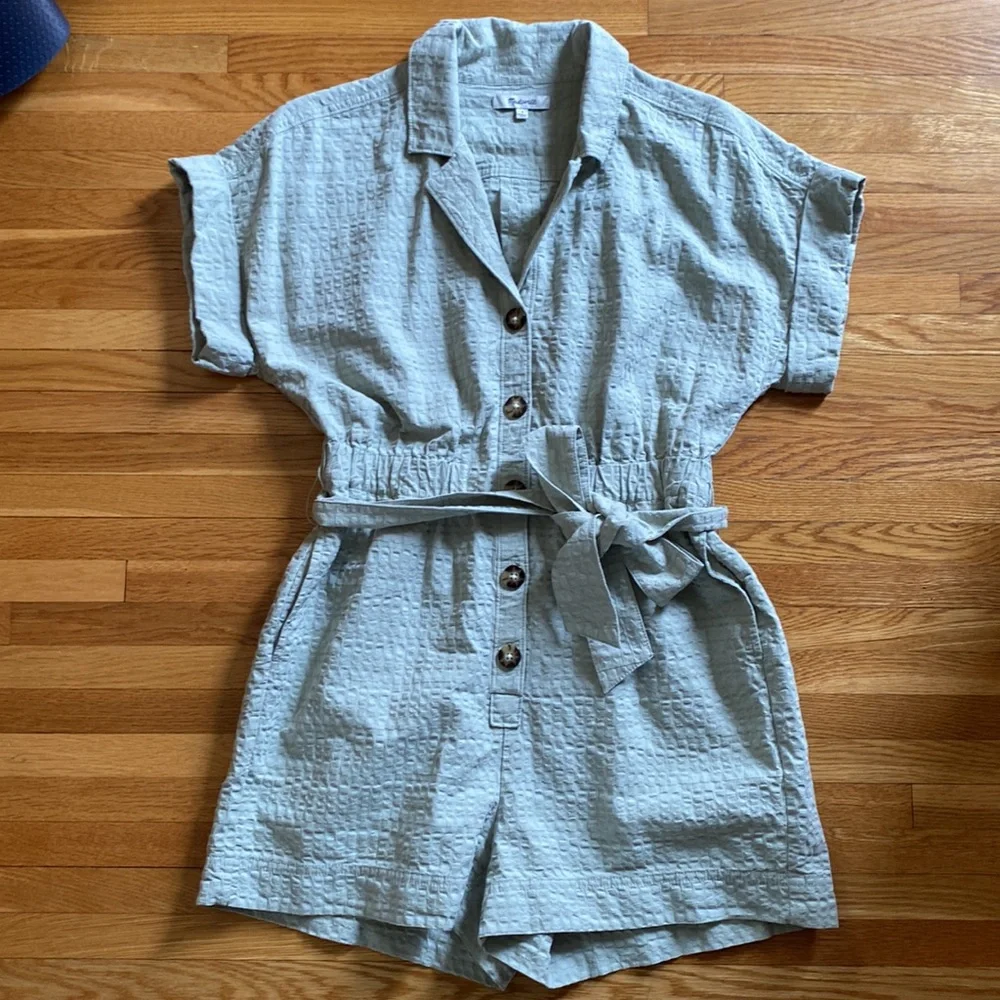 Madewell Seersucker Camp Romper - Picture 3 of 9